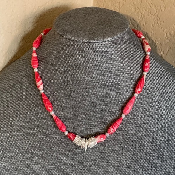 handmade Jewelry - 18 inch Rhodochrosite bead necklace NWOT